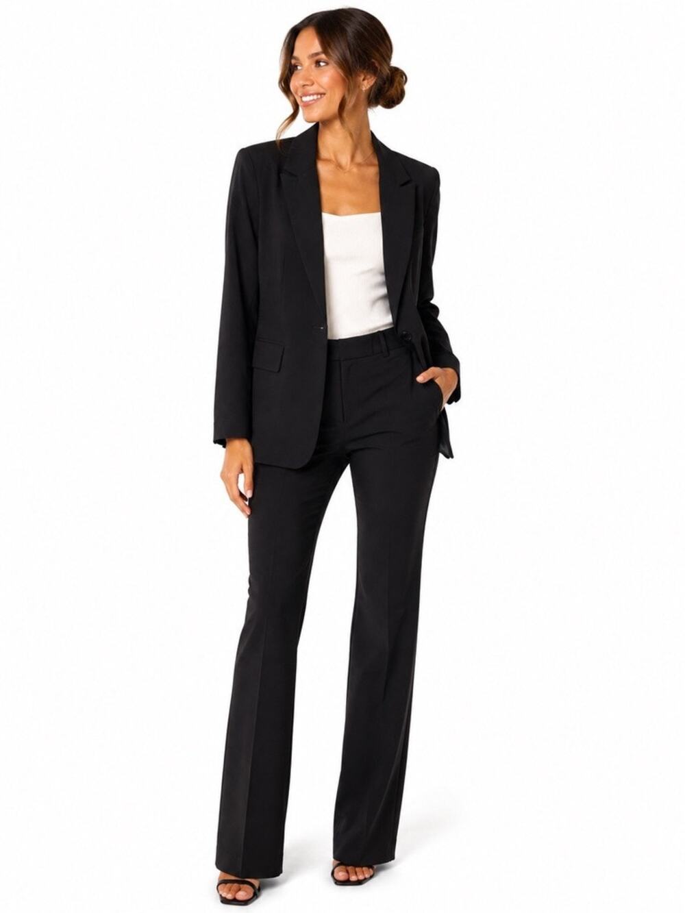 A.N.A. A New Approach XL Black Blazer Women One Button Notch Lapel Career
